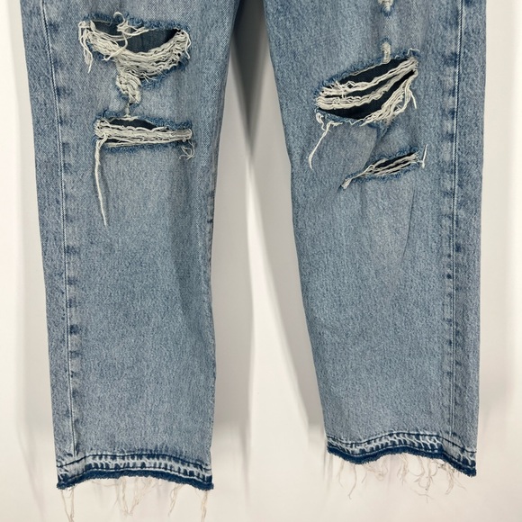 Levi’s Ribcage Straight Ankle Jeans Button Fly Distressed Raw Hem - Picture 5 of 9